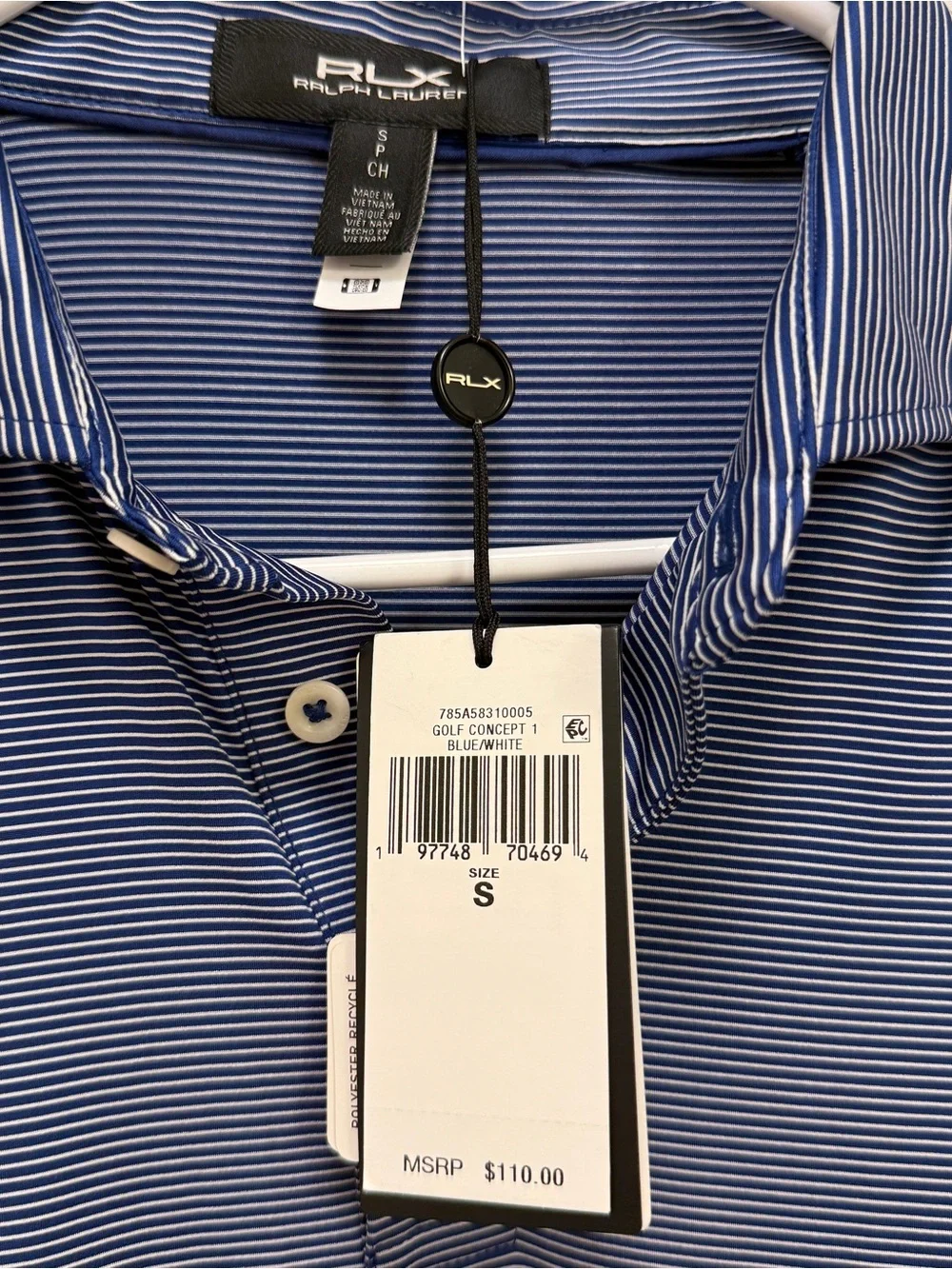RLX Ralph Lauren Performance Polo Golf Concept Navy White Mens Small Shirt